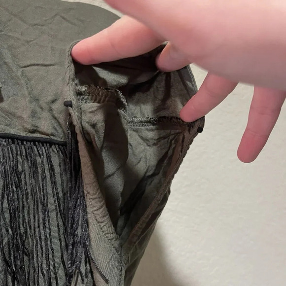 ASOS Olive Green Fringe Romper 8 Women's Western Urban Cowgirl Shorts - Picture 4 of 9